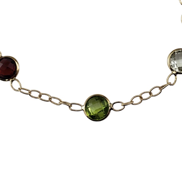 14 Karat Yellow Gold Multicolored Gemstone Ankle Bracelet #18958 - Picture 5 of 6